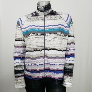 Cuddl Duds Athletic Jacket Mock Zip Print Stripe